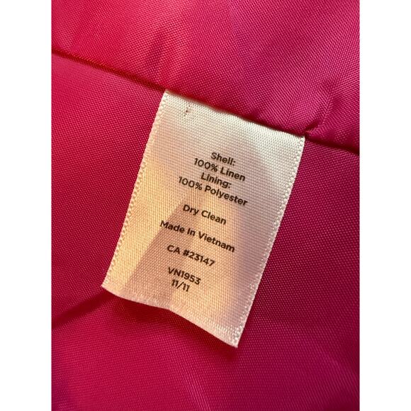 Talbots Petites Linen Blazer 14P Hot Pink 3-Button Jacket Fully Lined - Picture 9 of 10
